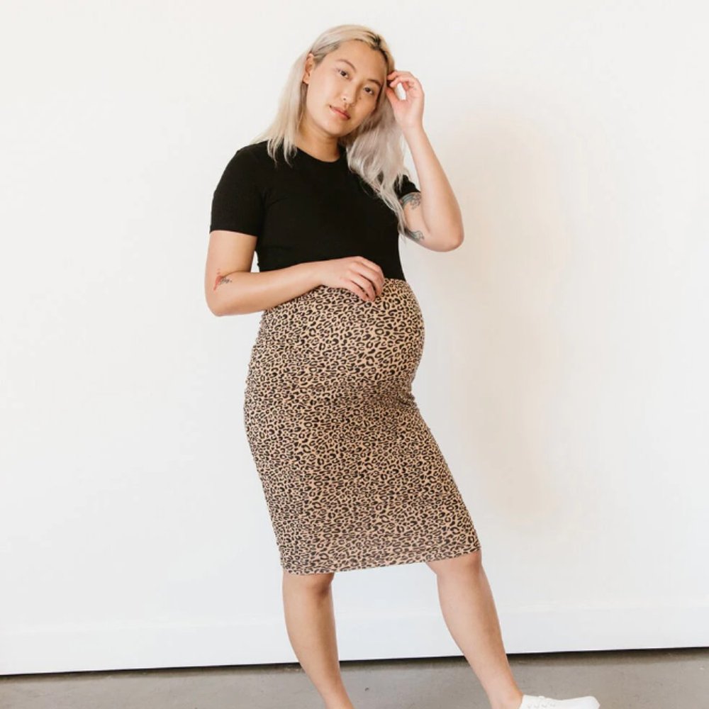Storq Maternity Classic Pencil Skirt in Leopard